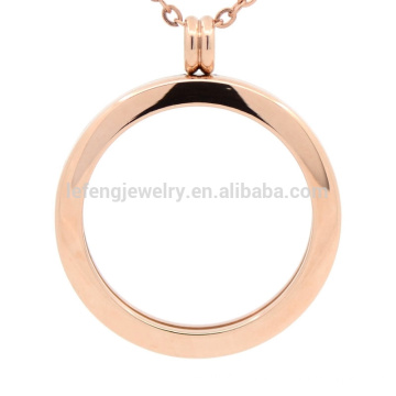 Large size round plain rose gold lockets, 316l stainless steel glass memory lockets jewelry hot sale